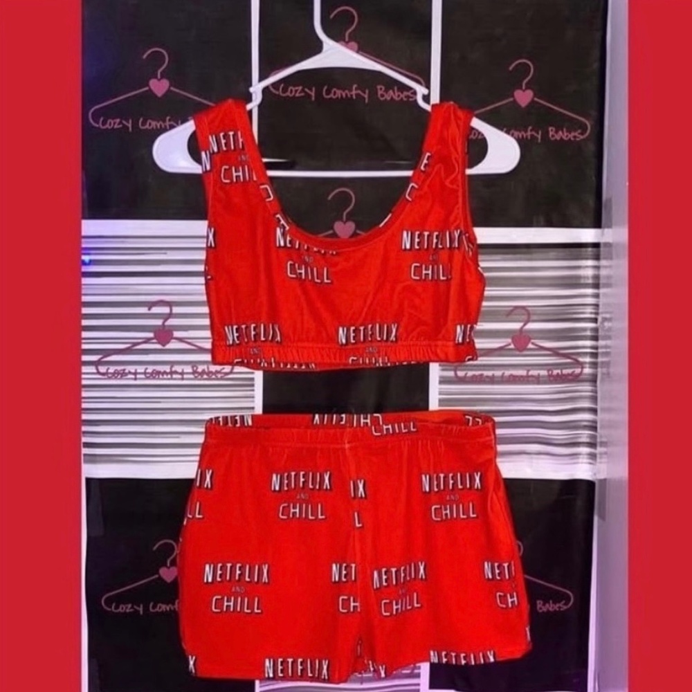 Netflix and Chill 2 piece short set